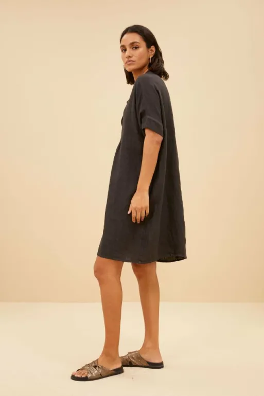 By bar Dresses*tais linen dress | jet black