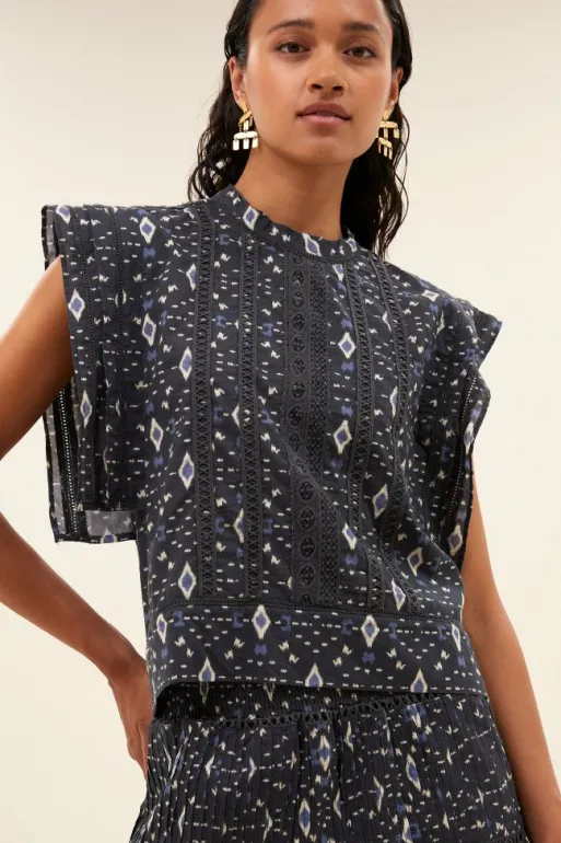 By bar Blouses*xena midnight ikat blouse | midnight ikat