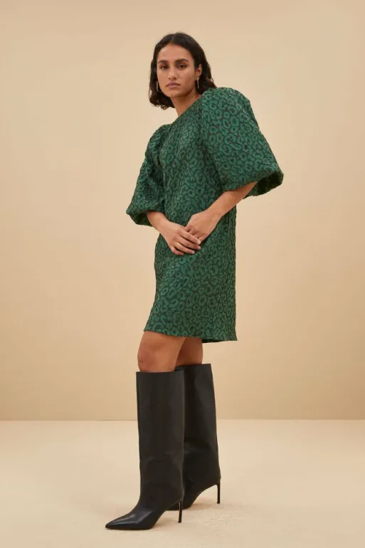 By bar Dresses*zasu leo dress | green panter print